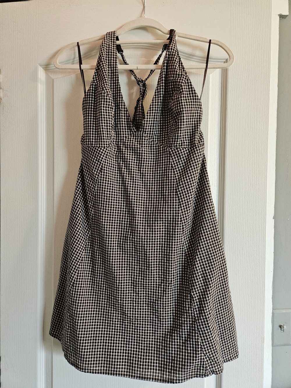 2 For $25🎊 Holister Gingham Halter Tie Dress - Brown and White